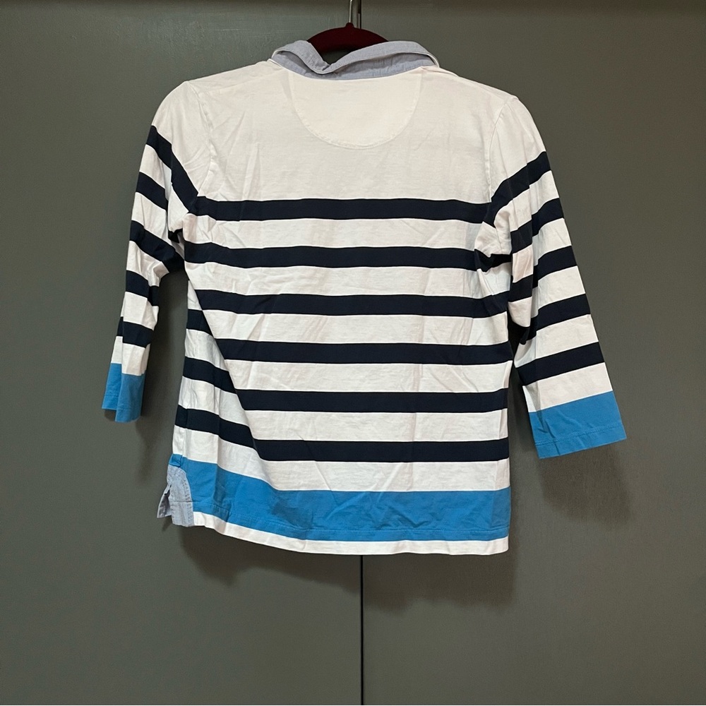 Orvis Women’s Polo Striped Blue Size Small 100% Cotton - Picture 4 of 6